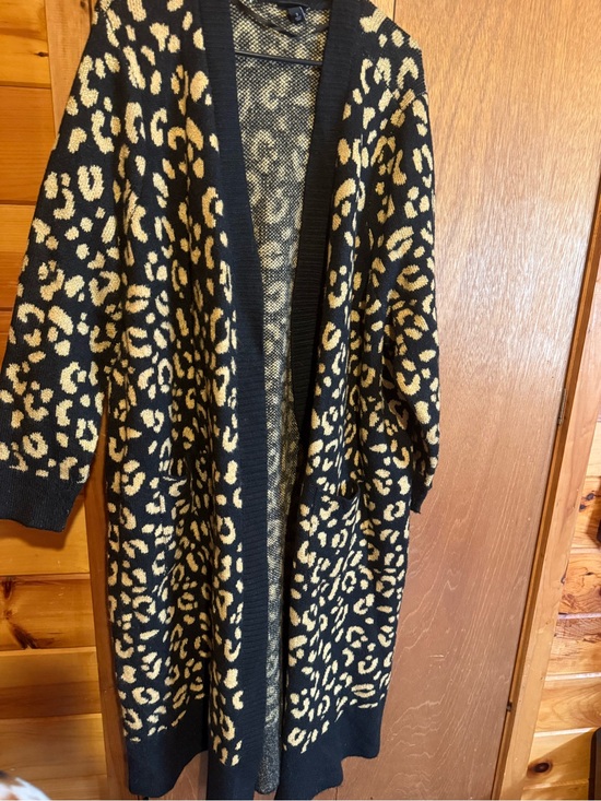torrid Sweaters - torrid Long Leopard Print Open Cardigan - Black & Tan